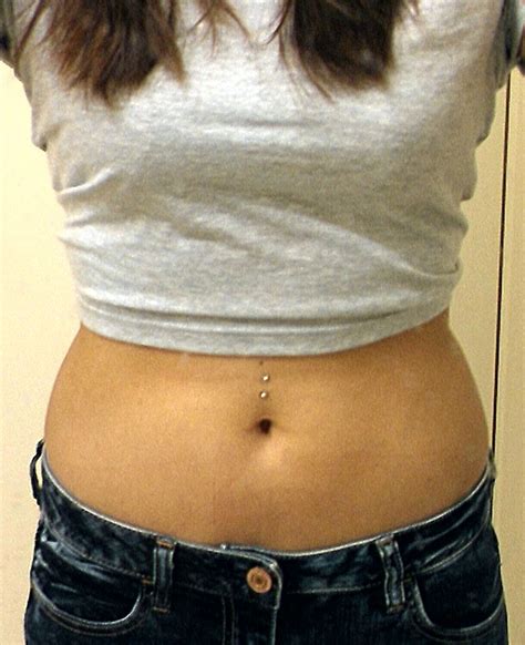 wearing a belly button.